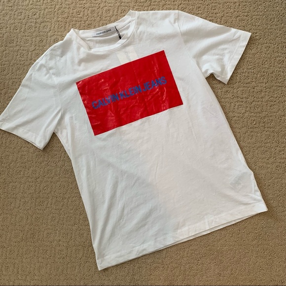 NWT Calvin Klein Jeans Box Logo Tee - Picture 1 of 4